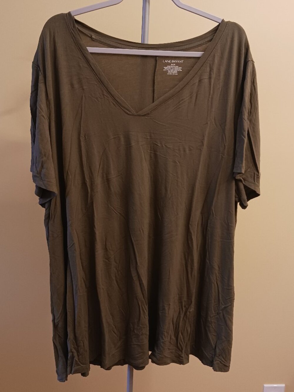 Lane Bryant Green V Neck Short Sleeve Top